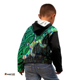 Custom Aotearoa Papua Shell Kid Hoodie Maori Tribal Pattern