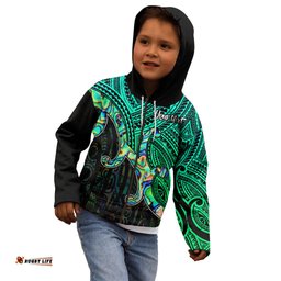Custom Aotearoa Papua Shell Kid Hoodie Maori Tribal Pattern