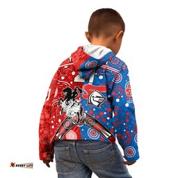 NRL Knights and Dragons Together Kid Hoodie Boomerang Indigenous Dots