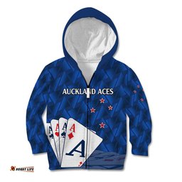Custom Text And Number New Zealand Cricket Kid Hoodie Auckland Aces Sporty Style
