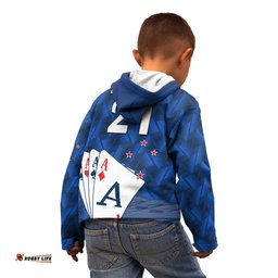 Custom Text And Number New Zealand Cricket Kid Hoodie Auckland Aces Sporty Style