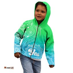 Australia Walk For Yes Kid Hoodie Indigenous Voice Aboriginal Green Vibe