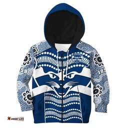 Custom Text And Number Cats Football Hoodie KID Geelong 1859 Indigenous Sporty Version