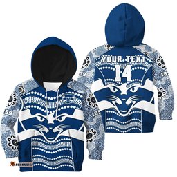 Custom Text And Number Cats Football Hoodie KID Geelong 1859 Indigenous Sporty Version
