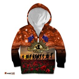 The Rising Sun Badge ANZAC Kid Hoodie Last Post Field of Poppy Starry Night Style