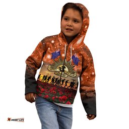 The Rising Sun Badge ANZAC Kid Hoodie Last Post Field of Poppy Starry Night Style