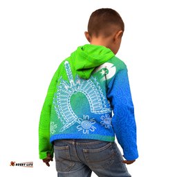 Torres Strait Islanders Kid Hoodie Dhari Mask Ocean Style