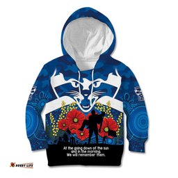 Custom Geelong Football ANZAC Kid Hoodie Gallipoli Camouflage With Poppies
