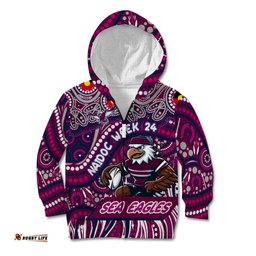 Custom Australia NAIDOC Week 2024 Kid Hoodie Sea Eagles Mascot Keep The Fire Burning