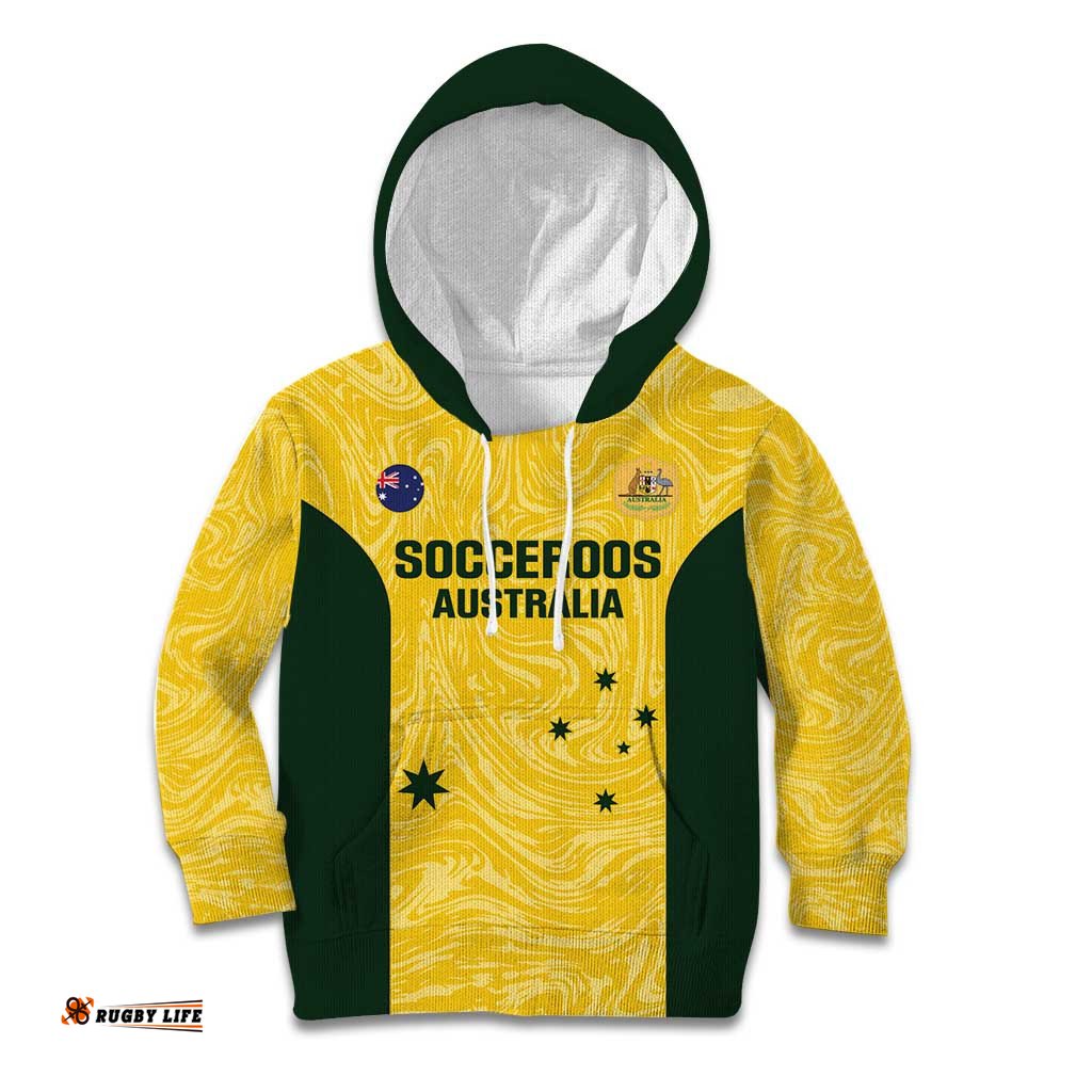 Custom Australia Socceroos Kid Hoodie Go Aussie Marble Pattern Sporty Style