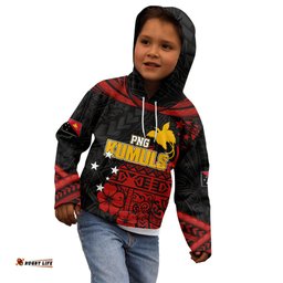 Personalised PNG Kumuls Rugby Kid Hoodie Motuan Mix Patterns