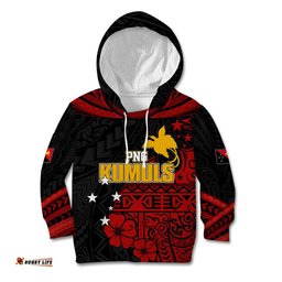 Personalised PNG Kumuls Rugby Kid Hoodie Motuan Mix Patterns