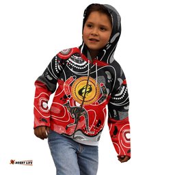 Aboriginal Flag Style Dot Art And Abstract Kangaroo Kid Hoodie