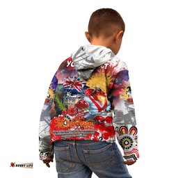 Personalised Australia Rugby Dragons ANZAC Kid Hoodie St George Illawarra Scratch Style