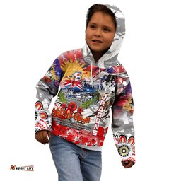Personalised Australia Rugby Dragons ANZAC Kid Hoodie St George Illawarra Scratch Style