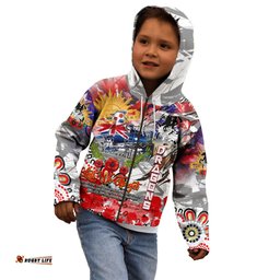 Personalised Australia Rugby Dragons ANZAC Kid Hoodie St George Illawarra Scratch Style