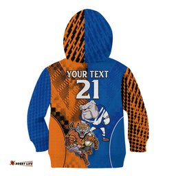 Custom Bulldogs and Tigers Kid Hoodie Rugby Mascot With Sporty Style