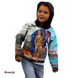 ANZAC Kid Zip Up Hoodie Australian Soldier