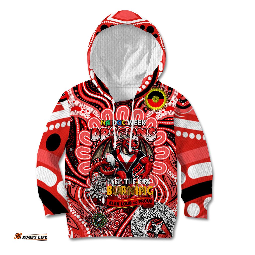 Custom NAIDOC Week 2024 Dragons Kid Hoodie Mascot Rugby