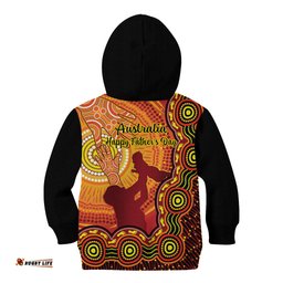 Australia Father Day Kid Hoodie Aussie Best Dad Ever Indigenous Hand Art