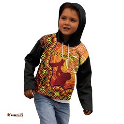 Australia Father Day Kid Hoodie Aussie Best Dad Ever Indigenous Hand Art