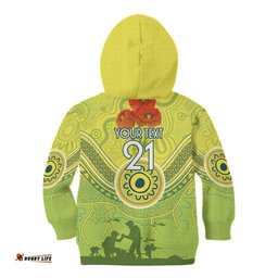 Custom Australia Cricket ANZAC Kid Hoodie The Military Soldiers with Aboriginal Style