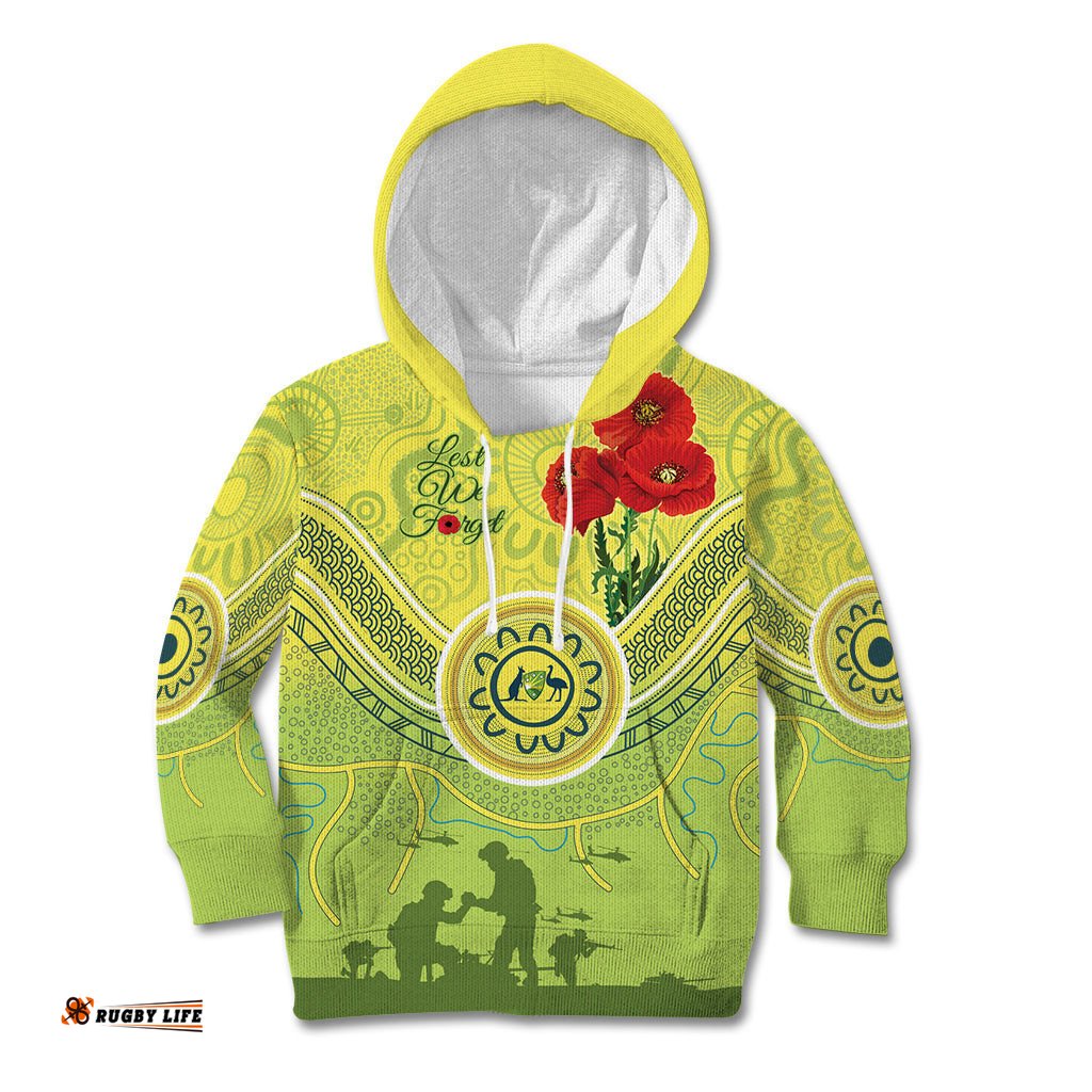 Custom Australia Cricket ANZAC Kid Hoodie The Military Soldiers with Aboriginal Style
