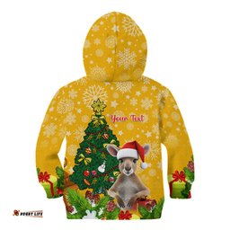Personalised Wallabies Rugby Christmas Kid Hoodie Merry Xmas With Australian Kangaroo