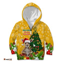 Personalised Wallabies Rugby Christmas Kid Hoodie Merry Xmas With Australian Kangaroo