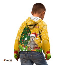 Personalised Wallabies Rugby Christmas Kid Hoodie Merry Xmas With Australian Kangaroo