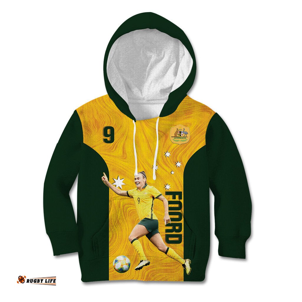 Australia Soccer Kid Hoodie Foord Matildas Gold Marble