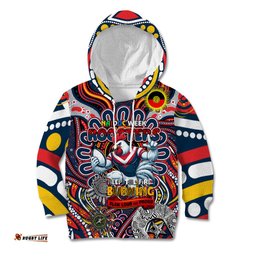 Custom NAIDOC Week 2024 Roosters Kid Hoodie Mascot Rugby