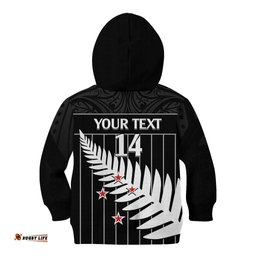 Custom New Zealand Silver Fern Cricket Kid Hoodie Aotearoa Maori Go Black Cap