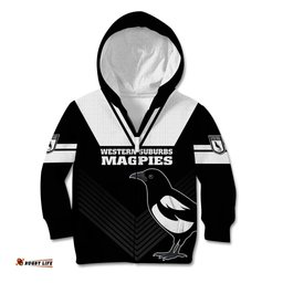 Custom Text And Number Western Suburbs Magpies Rugby Kid Hoodie Simple Style