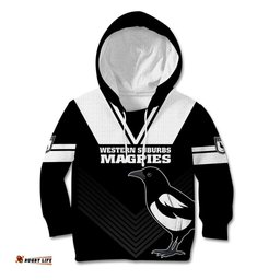 Custom Text And Number Western Suburbs Magpies Rugby Kid Hoodie Simple Style