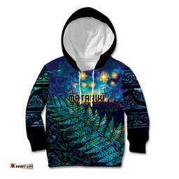 Matariki Te Tau Hou Maori Kid Hoodie New Zealand Silver Fern Night Starry Sky