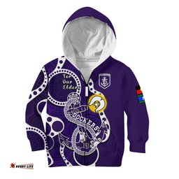 Custom Text And Number Fremantle Football NAIDOC Hoodie KID Dockers For Our Elders Indigenous Art