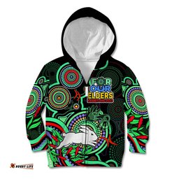 Custom Text And Number NAIDOC Rabbitohs Rugby Kid Hoodie The Bunnies Indigenous Tribal