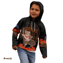 Koala and Kiwi Bird ANZAC Day Custom Kid Hoodie Soldier Style
