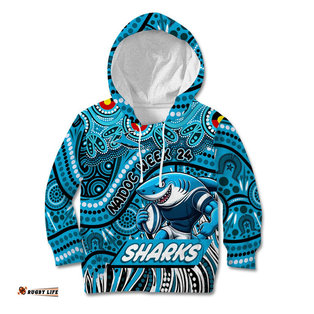 Custom Australia NAIDOC Week 2024 Kid Hoodie Sharks Mascot Keep The Fire Burning