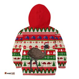Australia Christmas Kid Hoodie Aussie Emu Santa Merry Xmas