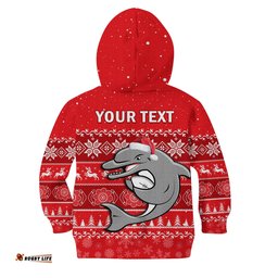 Custom Personalised Dolphins Rugby Hoodie KID Indigenous Merry Christmas