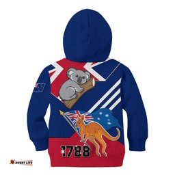 Australia Day Kangaroo and Koala With Flag Kid Hoodie