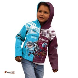 Custom Sea Eagles And Sharks Rugby Kid Hoodie Sporty Style