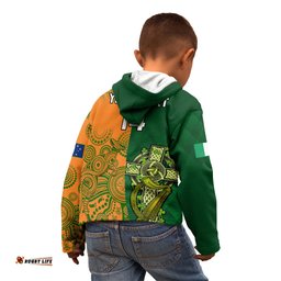 Custom Australia And Ireland Rugby Kid Hoodie World Cup Walllabies With Shamrocks