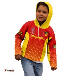 Personalised Zimbabwe Cricket Kid Hoodie Go Chevrons Dynamic Version