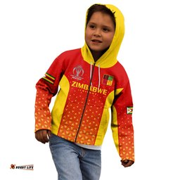 Personalised Zimbabwe Cricket Kid Hoodie Go Chevrons Dynamic Version