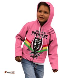 Personalised NRL Panthers Kid Hoodie Premiers Three Peat Proud Of Our Boys Pink