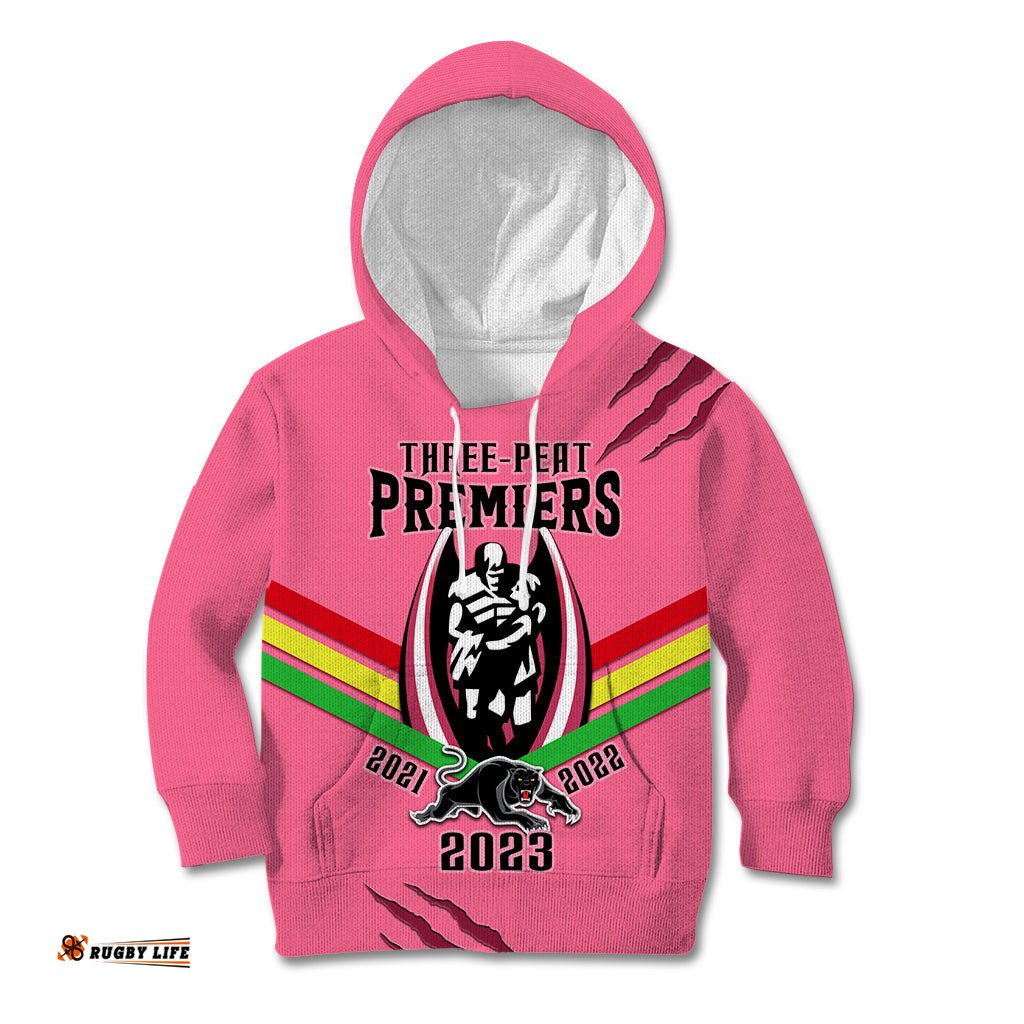 Personalised NRL Panthers Kid Hoodie Premiers Three Peat Proud Of Our Boys Pink