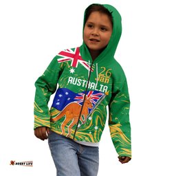 Proud To Be Australia Day Kid Hoodie Kangaroo with National Color